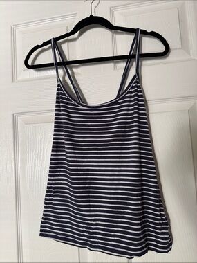 Old Navy Navy and White Striped cross back Strap Camisole
